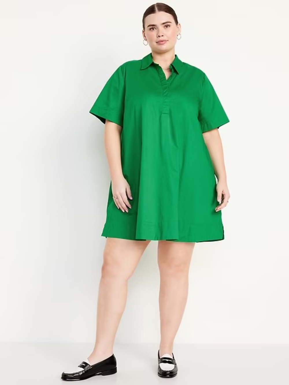 Bright Green Collared Shift Dress